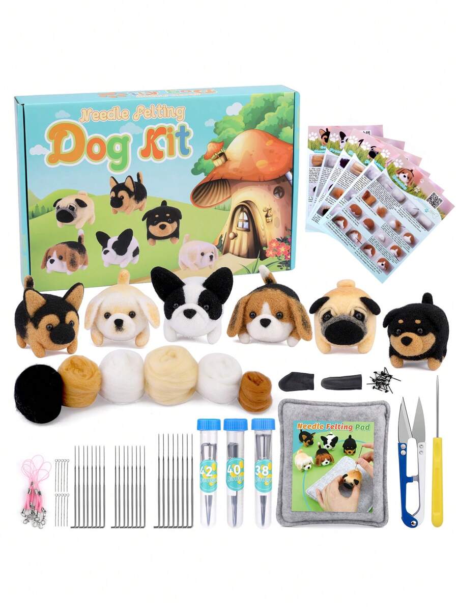 1 Bộ Thiết Kế Con Chó Len Nỉ Chọc, Dễ Thương Sợi Len Nỉ Chọc Chất Liệu Bộ Cho Gia Đình - Nhiều màu - Xem 1