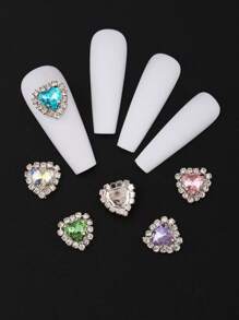 5 件水钻心形美甲装饰 - 彩色 - 查看 2