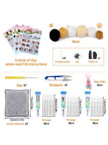 1 Bộ Thiết Kế Con Chó Len Nỉ Chọc, Dễ Thương Sợi Len Nỉ Chọc Chất Liệu Bộ Cho Gia Đình - Nhiều màu - Xem 3