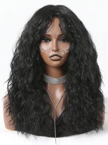 長款卷人造假髮帶劉海 - 黑色 - 查看 1