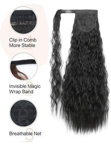 nimoki 長款卷馬尾合成纖維接髮 - 黑色 - 查看 6