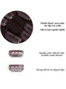 22 Inches Clip In Hair Extensions Long Straight 7 PCS Invisible Clip Thick Hairpieces Black Hair Piece Soft Full Head Synthetic Fiber For Women - Multicolor - View 3