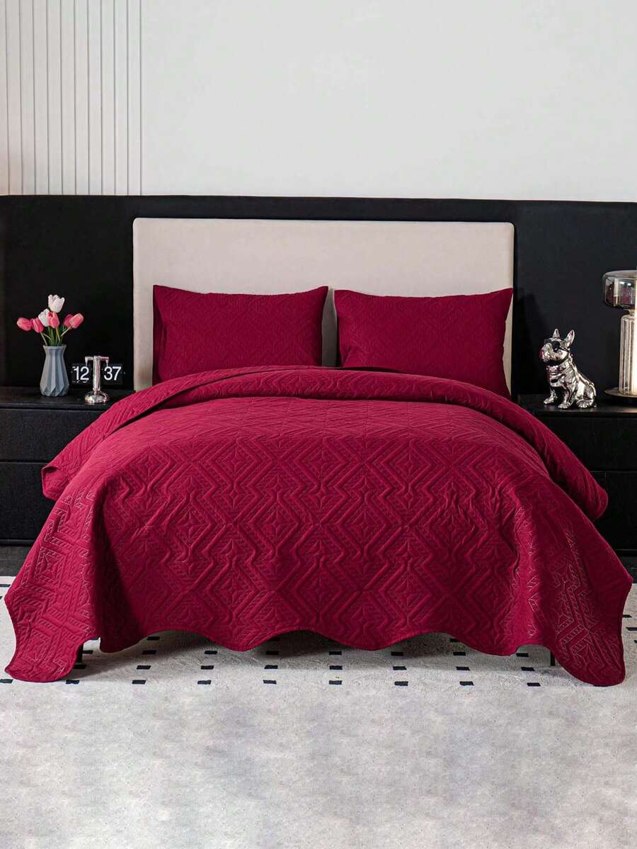 3pcs Geometric Pattern Bedspread Set