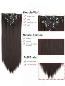 22 Inch Kẹp Trong Phần Mở Rộng Tóc Dài Thẳng 7 Chiếc Vô Hình Kẹp Dày Bộ Tóc Giả Màu Đen Phần Lông Mềm Toàn Đầu Sợi Tổng Hợp dành Cho Nữ - màu nâu - Xem 4