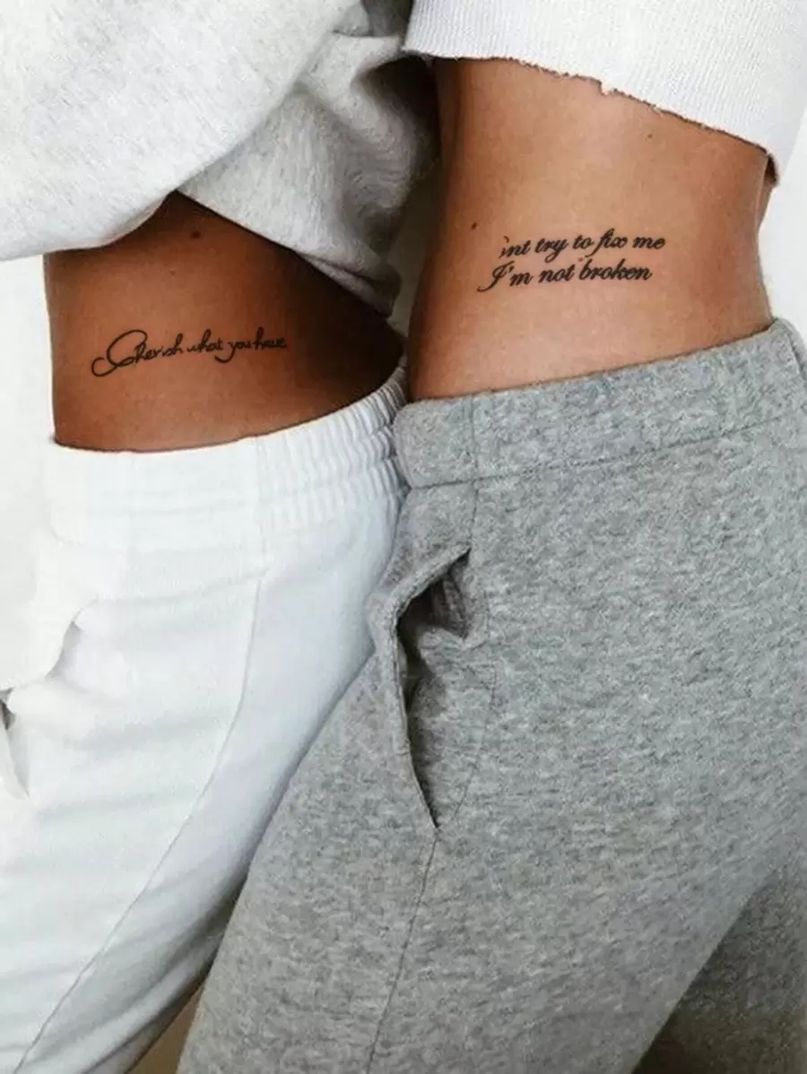 STARTTOOS 1 hoja de calcomanía de tatuaje gráfico con letras - Negro - Ver 1