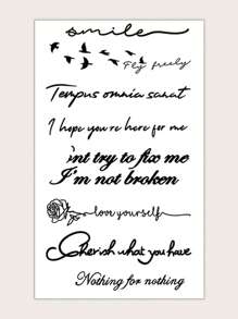 STARTTOOS 1 hoja de calcomanía de tatuaje gráfico con letras - Negro - Ver 2