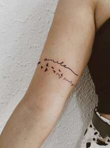 STARTTOOS 1 hoja de calcomanía de tatuaje gráfico con letras - Negro - Ver 3