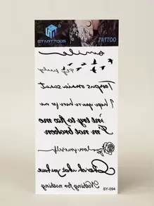 STARTTOOS 1 hoja de calcomanía de tatuaje gráfico con letras - Negro - Ver 6