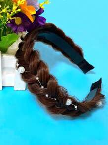 Diadema diseño corto Trenza de pelo sintético - Marrón Mocha - Ver 1