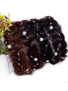Diadema diseño corto Trenza de pelo sintético - Marrón Mocha - Ver 6