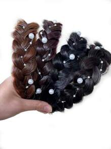 Diadema diseño corto Trenza de pelo sintético - Marrón Mocha - Ver 7