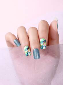 Beauty Sticker 1張花朵圖案美甲貼紙和1入組指甲銼 - 彩色 - 查看 3