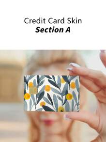 1 set Pegatina con patrón de flor delantero & trasero tarjeta de crédito - Multicolor - Ver 3