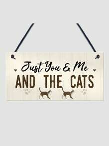 1入組標語圖案寵物房子牆面裝飾適用於貓和狗狗適用於房屋裝修