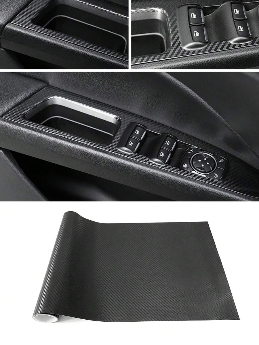 1 miếng dán nội thất ô tô bằng nhựa PVC chắc chắn - màu đen - Xem 1