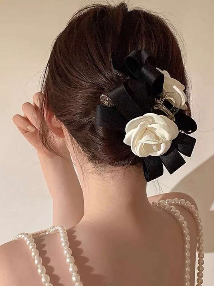1pc Women Flower Decor Fashionable Hair Claw For Hair Decoration Elegant Claw Clips Hair Clips Hair Jaw Clip Hair Clamps Hair Clutch Hair Claw Clip, School Stuff, College Fall Winter Hair Accessories For Women For Vacation Outfits Woman Summer