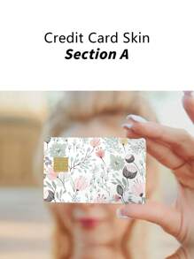 1 set Pegatina con patrón de flor delantero & trasero tarjeta de crédito