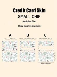 1 set Pegatina con patrón de flor delantero & trasero tarjeta de crédito