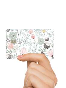 1 set Pegatina con patrón de flor delantero & trasero tarjeta de crédito