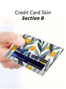 1 set Pegatina con patrón de flor delantero & trasero tarjeta de crédito - Multicolor - Ver 4