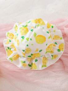 嬰兒檸檬圖案荷葉邊前蝴蝶結背帶連體衣 - 黃色 - 查看 3