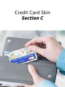 1 set Pegatina con patrón de flor delantero & trasero tarjeta de crédito