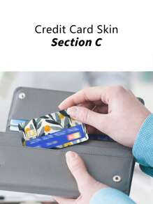 1 set Pegatina con patrón de flor delantero & trasero tarjeta de crédito - Multicolor - Ver 5