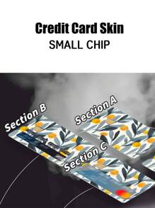 1 set Pegatina con patrón de flor delantero & trasero tarjeta de crédito - Multicolor - Ver 6