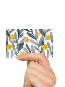 1 set Pegatina con patrón de flor delantero & trasero tarjeta de crédito - Multicolor - Ver 8