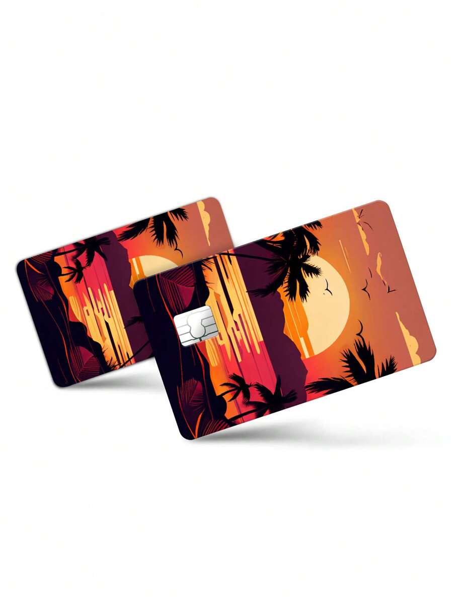 1set Sunset Pattern Front & Rear Credit Card Sticker - Multicolor - View 1