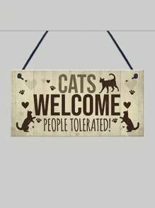 1入組標語圖案寵物房子牆面裝飾適用於貓和狗狗適用於房屋裝修