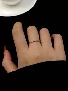ESBERRY 1pc Thin Ring Thumb Ring For Women Sterling Silver Fine Jewelry Gift - Silver - View 6
