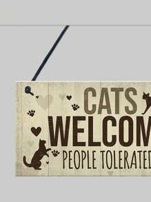 1入組標語圖案寵物房子牆面裝飾適用於貓和狗狗適用於房屋裝修