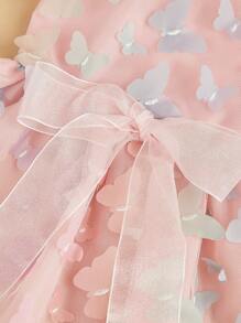 1入組蝴蝶裝飾寵物連衣裙適用於狗狗和貓適合夏天 - 粉色 - 查看 5