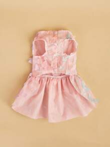 1入組蝴蝶裝飾寵物連衣裙適用於狗狗和貓適合夏天 - 粉色 - 查看 6