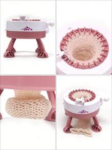 1pc Plastic DIY Knitting Machine With 2pcs Random Color Knitting Yarn, Kids DIY Knitting Machine - Pink - View 2