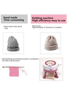 1pc Plastic DIY Knitting Machine With 2pcs Random Color Knitting Yarn, Kids DIY Knitting Machine - Pink - View 3
