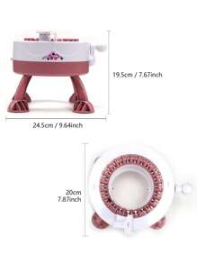 1pc Plastic DIY Knitting Machine With 2pcs Random Color Knitting Yarn, Kids DIY Knitting Machine - Pink - View 4
