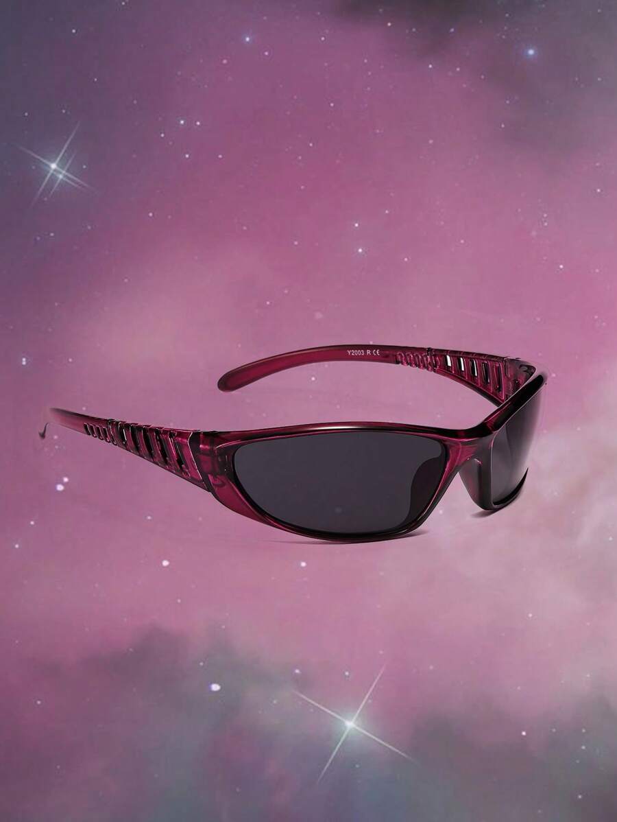 环绕式时尚眼镜 街头太阳镜 沙滩配饰 女士沙滩配饰 眼镜 太阳镜 基本款 秋冬女士服装 商务休闲 夏季海滩度假、户外、旅行礼品 - 紅色 - 查看 1