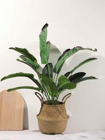 1 pièce Panier de fleurs en tissu tissé à la main, panier de plante bohème unicolore