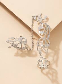 imoli 1pc Creative Flower Design Chain Decor Mittens Ring For Women For Daily Decoration Dating Gift Valentines,Mom,Mother,Mother's Day,Gift