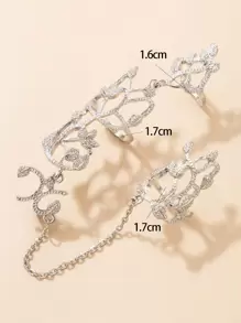 imoli 1pc Creative Flower Design Chain Decor Mittens Ring For Women For Daily Decoration Dating Gift Valentines,Mom,Mother,Mother's Day,Gift