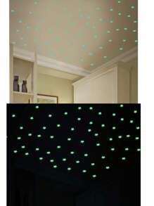 100 piezas Decoración mural brillante en oscuro con patrón de estrella moderno PVC para casa - Multicolor - Ver 2