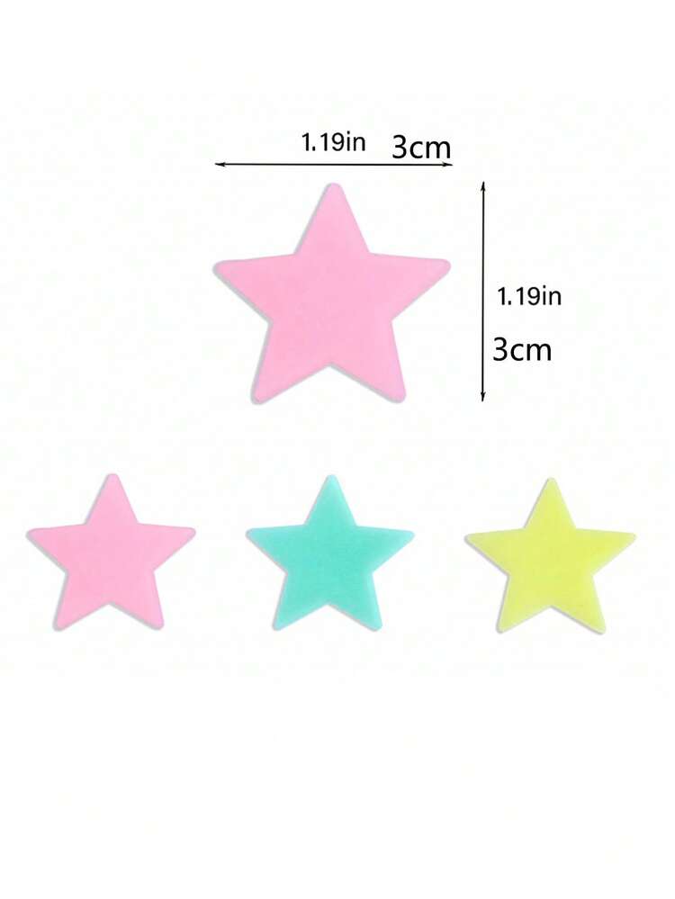 100pcs Glow In The Dark Star Pattern Wall Sticker, Modern PVC Wall Decor For Home - Multicolor - View 4