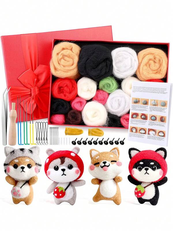 1pc Fiber Wool Felt Poke, Creative Animal Pattern Wool Felt Poke