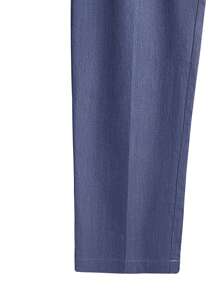 Manfinity Mode Men Slant Pocket Fold Pleated Suit Trousers - Navy Blue - View 3