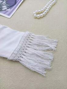 1roll DIY Decorative Tassel, Modern DIY Fringe Trim For Sewing - White - View 3