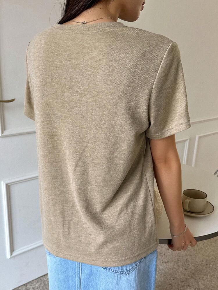 Animal Embroidery Round Neck Tee