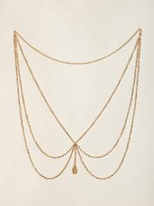 1pc Women's European And American Style Waist Chain With Conch Pendant, Multi-Layer Alloy & Rhinestone Decorated, Perfect For Halloween, Christmas, Party, Wedding And Daily Wear, 105cm Summer, School Fall, Autumn, Halloween - Gold - View 7