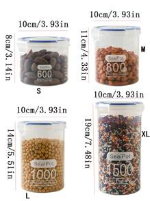 1pc PP Food Storage Jar, Daily Clear Multi-size Food Storage Container For Kitchen - Clear - View 2